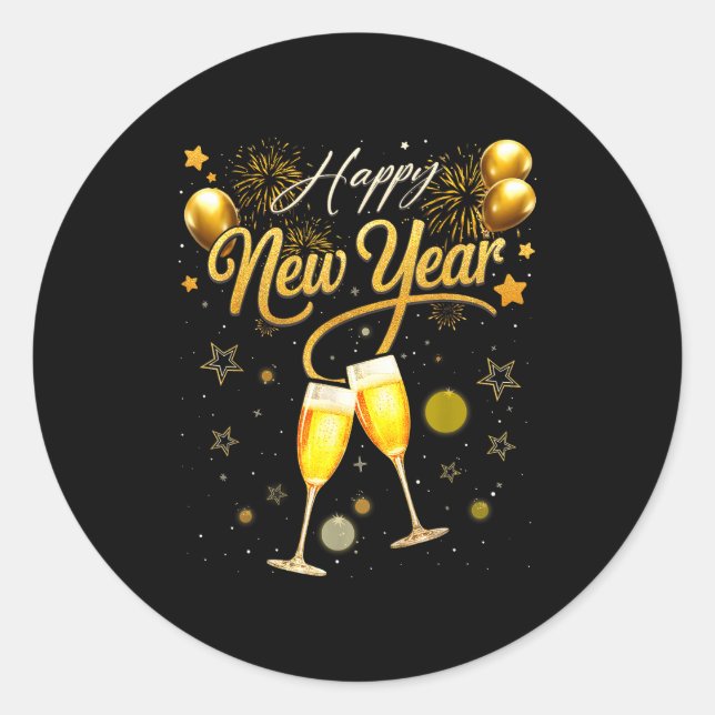 Sticker Rond New Years Eve Party Supplies 2026 Happy New Year F (Devant)