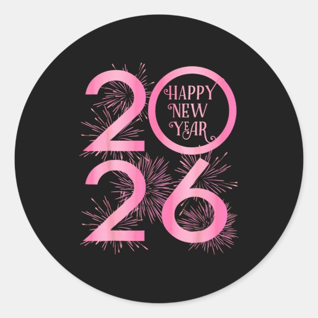 Sticker Rond New Years Eve Party Supplies 2026 Happy New Year F (Devant)