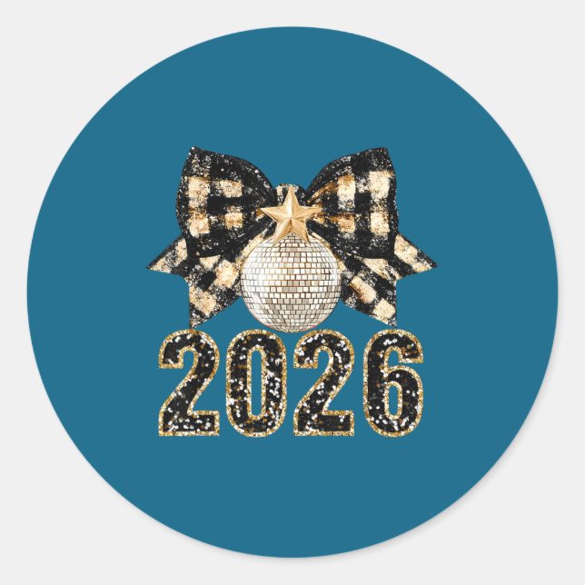 Sticker Rond New Years Eve Party Supplies 2026 Happy New Year F (Devant)