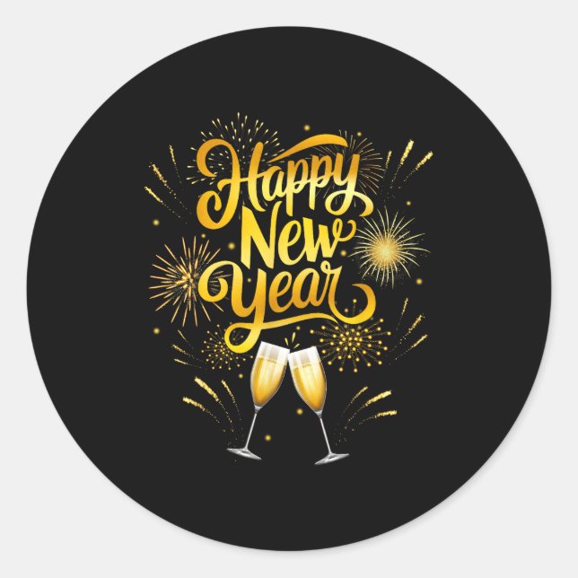 Sticker Rond New Years Eve Party Supplies 2026 Happy New Year F (Devant)
