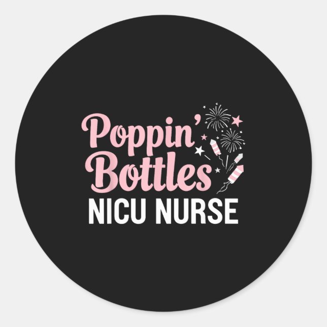 Sticker Rond New Years Shirt, Nurse Png Bottles For The New Yea (Devant)