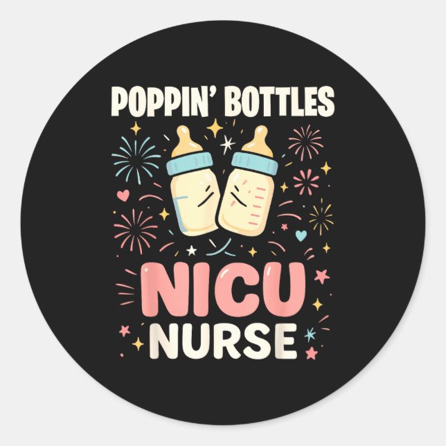 Sticker Rond New Years Shirt, Nurse Png Bottles For The New Yea (Devant)