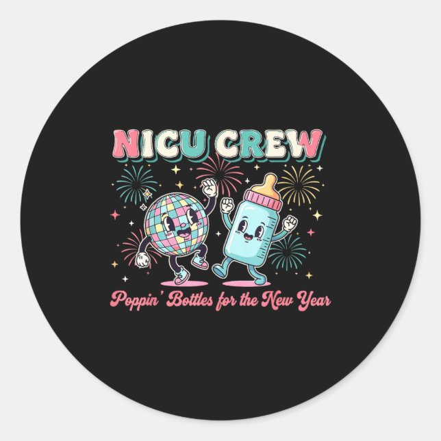 Sticker Rond New Years Shirt, Nurse Png Bottles For The New Yea (Devant)