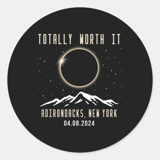 Sticker Rond New York 2024 Total Éclipse solaire 1 (Devant)
