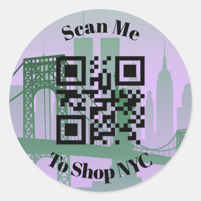 Sticker Rond New York City avec code QR scannable (Devant)