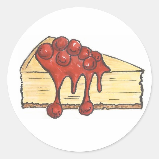 Sticker Rond New York City Cherry Cheesecake Fromage Fromage (Devant)