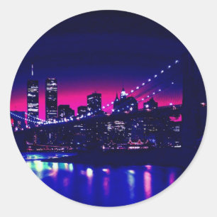 Sticker Rond New York City la nuit