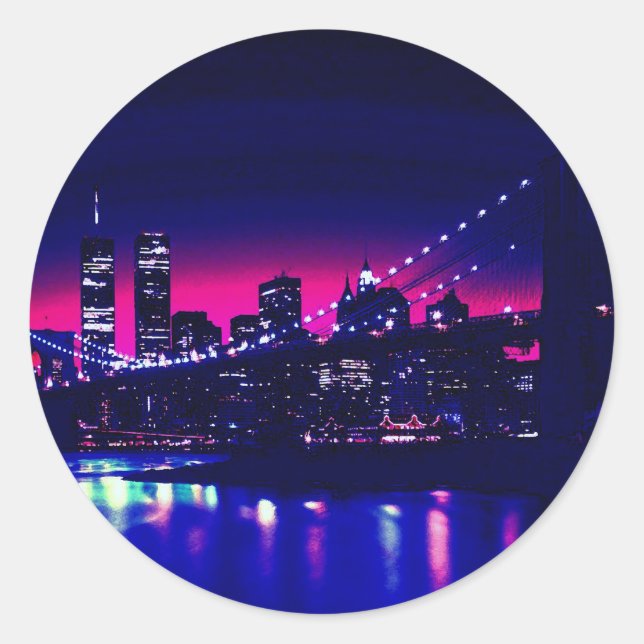 Sticker Rond New York City la nuit (Devant)