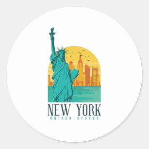 Sticker Rond New York City, NYC Skyline