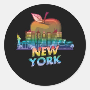 Sticker Rond New York City Skyline Big Apple State Souvenir NYC