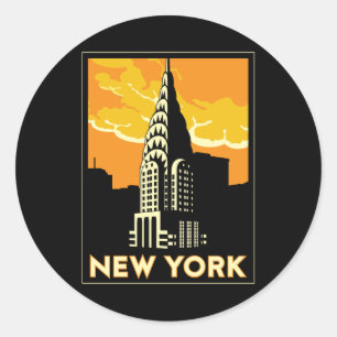Sticker Rond new york états-unis usa vintage retro travel