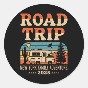 Sticker Rond New York Family Adventure Rv Camping Travel Road T