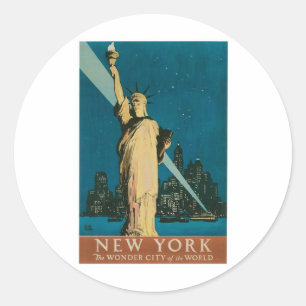 Sticker Rond New York : L'affiche de la Cité des merveilles du
