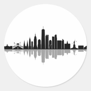 Sticker Rond NEW YORK Manhattan USA City Skyline