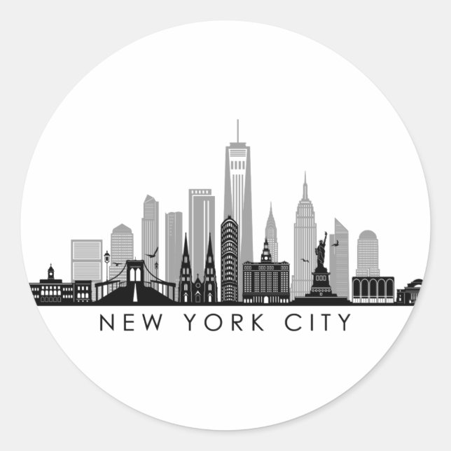 Sticker Rond NEW YORK Manhattan USA City Skyline (Devant)