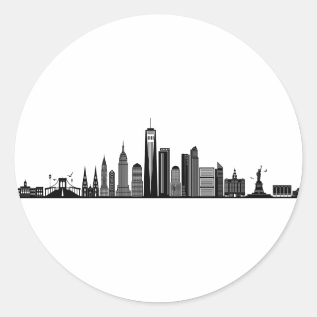 Sticker Rond NEW YORK NYC Manhattan USA City Skyline Silhouette (Devant)