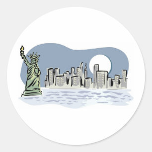 Sticker Rond New York Skyline par Moonlight
