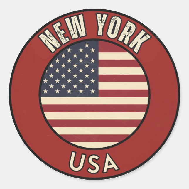 Sticker Rond New York United States of America (Devant)