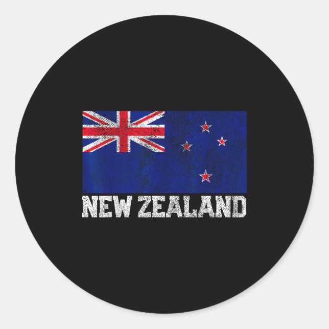 Sticker Rond New Zealand Flag National Pride Roots Country Fami (Devant)