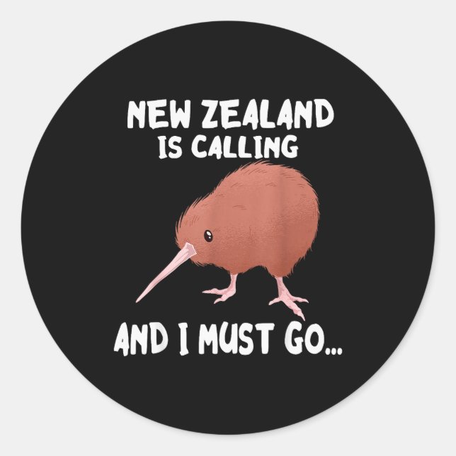 Sticker Rond New Zealand Is Calling Kiwi Bird Wildlife Animal  (Devant)