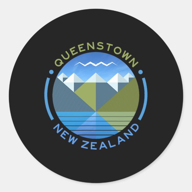 Sticker Rond New Zealand Kiwi Queenstown  (Devant)