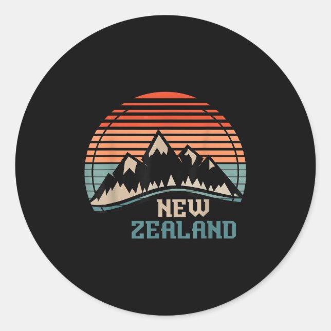 Sticker Rond New Zealand Mountain Hiking Gift New Zealand  (Devant)