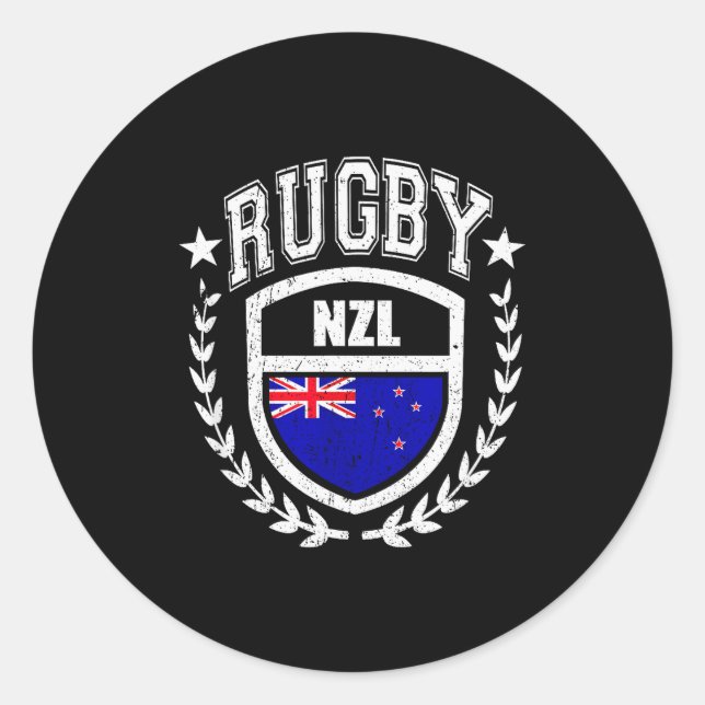 Sticker Rond New Zealand Rugby Equipment New Zealand Flag Vinta (Devant)