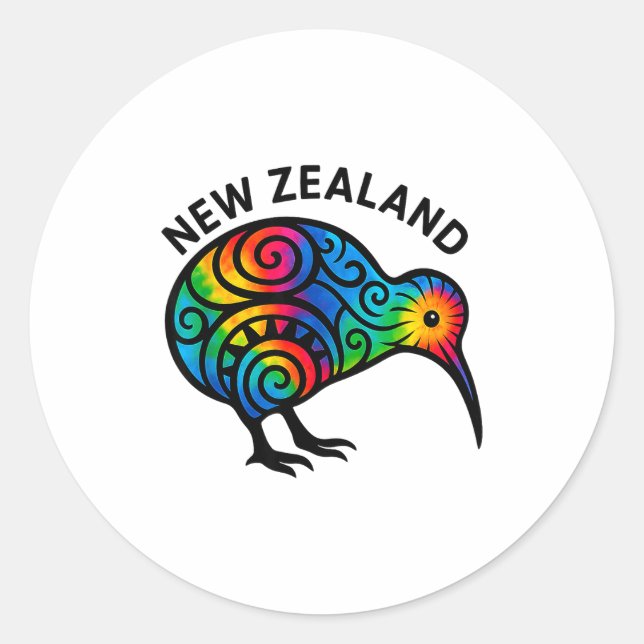 Sticker Rond New Zealand Vacation, New Zealand Souvenirs, Kiwi  (Devant)
