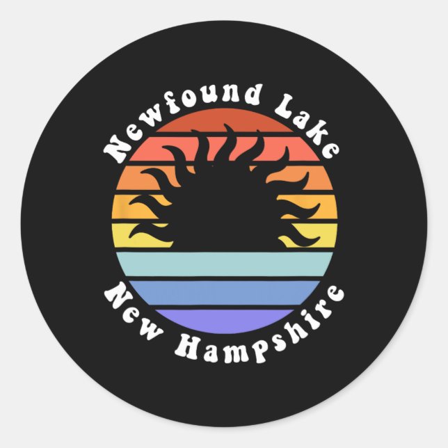 Sticker Rond Newfound Lake New Hampshire Sunrise Family Vacatio (Devant)