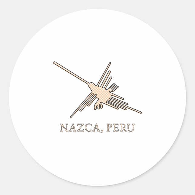 Sticker Rond Newsprint de Nazca Hummingbird (Devant)