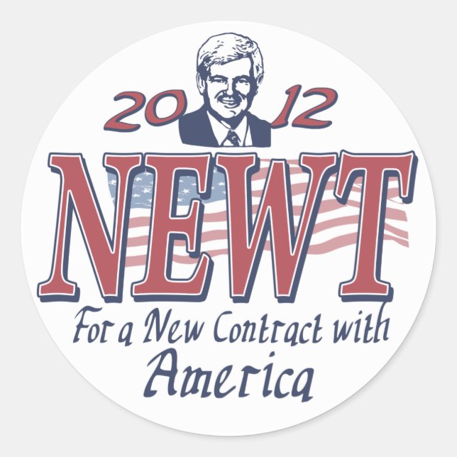 Sticker Rond Newt Gingrich pour le président 2012 Gear (Devant)