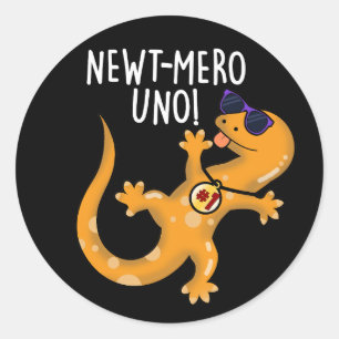 Sticker Rond Newt-mero Uno Funny Newt Pun Dark BG