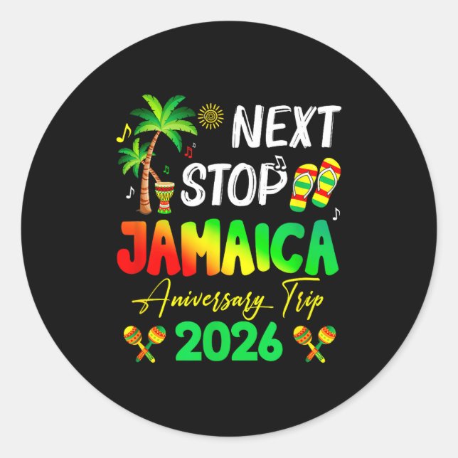 Sticker Rond Next Stop Jamaica 2026 Couples Anniversary Family  (Devant)