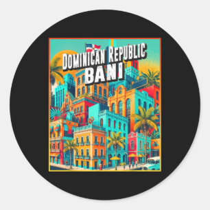 Sticker Rond Ni République dominicaine T-shirt Voyage en famill