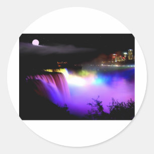 Sticker Rond Niagara-Falls-sous-projecteurs-la nuit