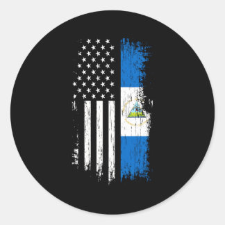 Sticker Rond Nicaragua American Flag Pride Nicaragua