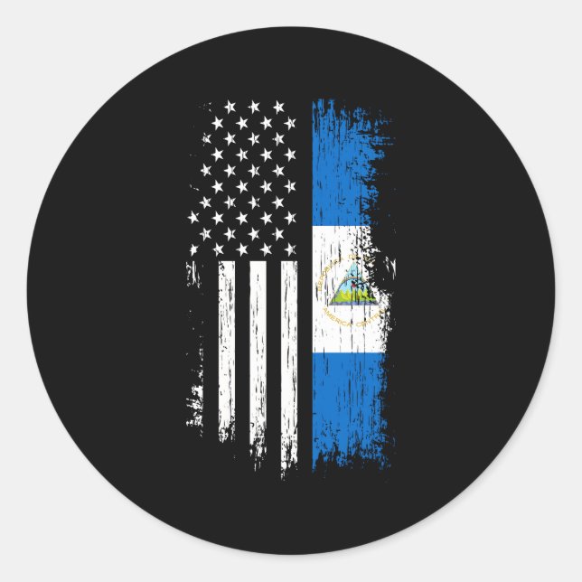 Sticker Rond Nicaragua American Flag Pride Nicaragua (Devant)