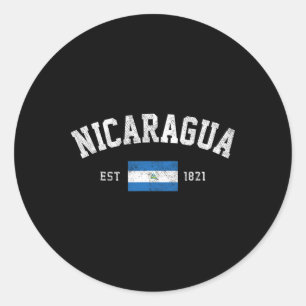 Sticker Rond Nicaragua Établie en 1821 Drapeau nicaraguayen Jou