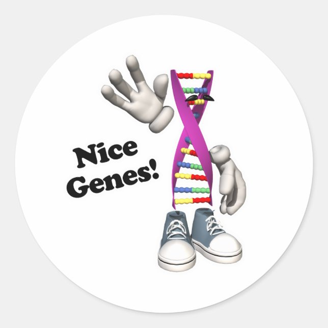 Sticker Rond Nice Genes Funny Caractère de bande d'ADN (Devant)
