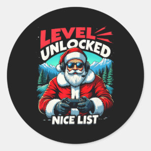 Sticker Rond Nice Liste Jeu Vidéo Père Noël Noël Gamer Bo