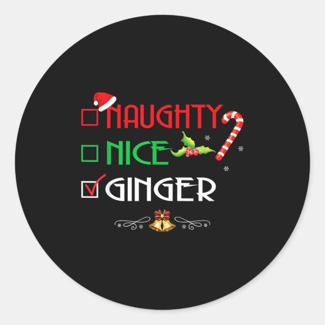 Sticker Rond Nice Naughty Ginger Group Matching Christmas  (Devant)