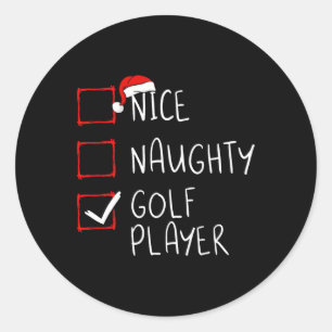 Sticker Rond Nice Naughty Golf Player Liste Noël Père Noël Clau