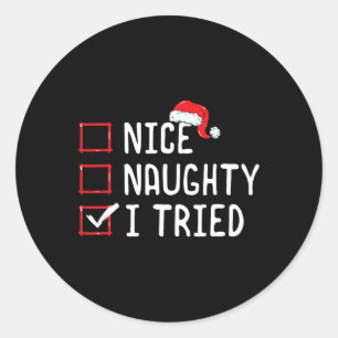 Sticker Rond Nice Naughty I Essaie Noël Liste
