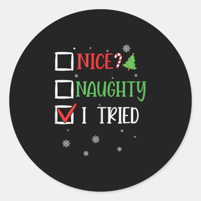 Sticker Rond Nice Naughty I Tried Whimsical Christmas Tank Top  (Devant)
