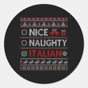 Sticker Rond Nice Naughty Italien Drôle Noël Famille Matchi