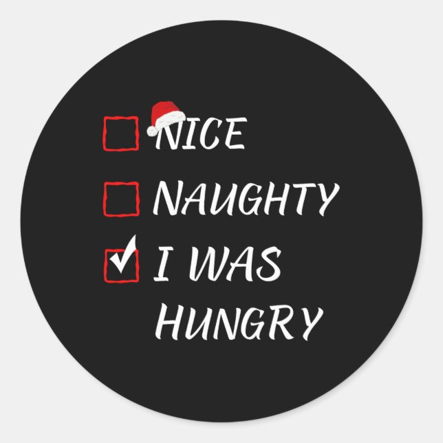 Sticker Rond Nice Naughty J'Avais Faim Pajama Noël Xmas Li (Devant)