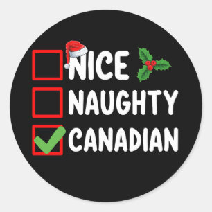 Sticker Rond Nice Naughty Liste canadienne de Noël