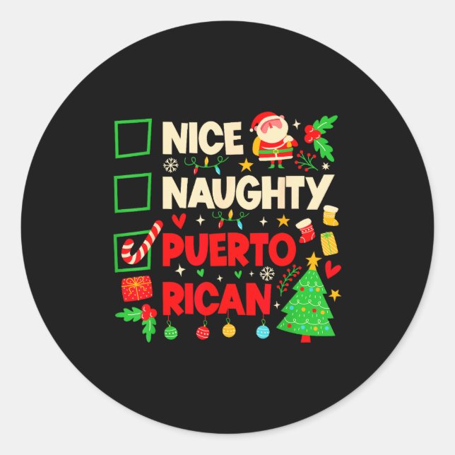 Sticker Rond Nice Naughty Puerto Rican Puerto Rico Women Christ (Devant)