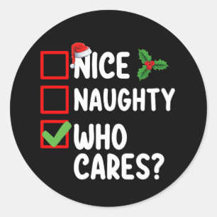 Sticker Rond Nice Naughty Qui S'Occupe Noël Liste Famille