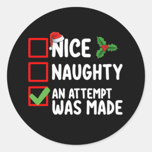 Sticker Rond Nice Naughty Une Tentative A Été Fait Liste De Noë